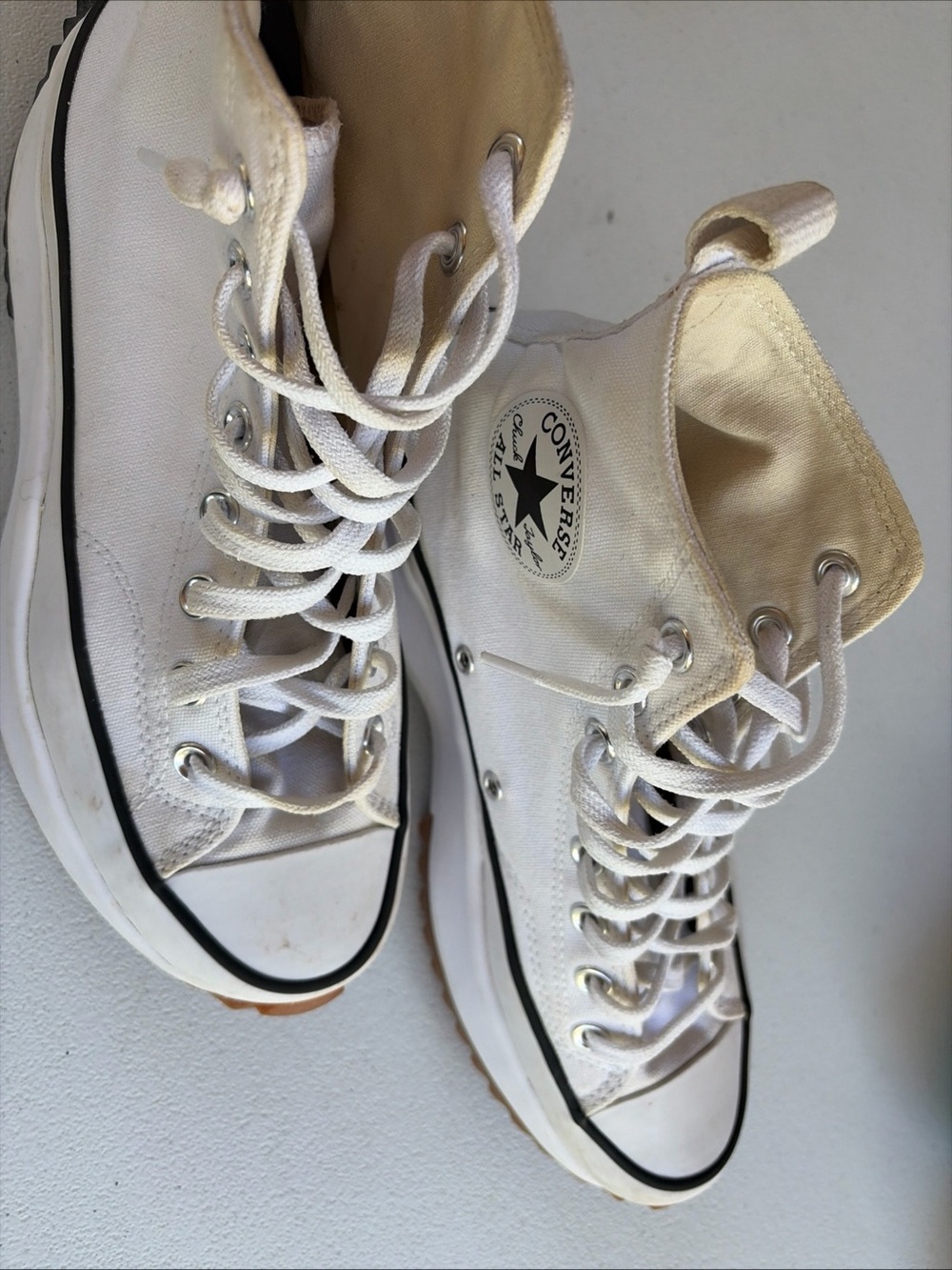 Converse High-Top Canvas Sneakers in White with Black Trim